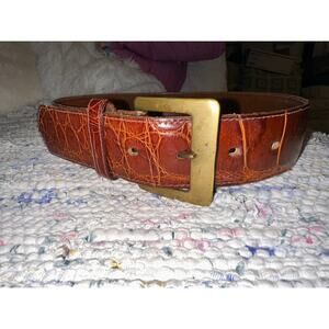 VINTAGE BROWN GENUINE ALLIGATOR BELT